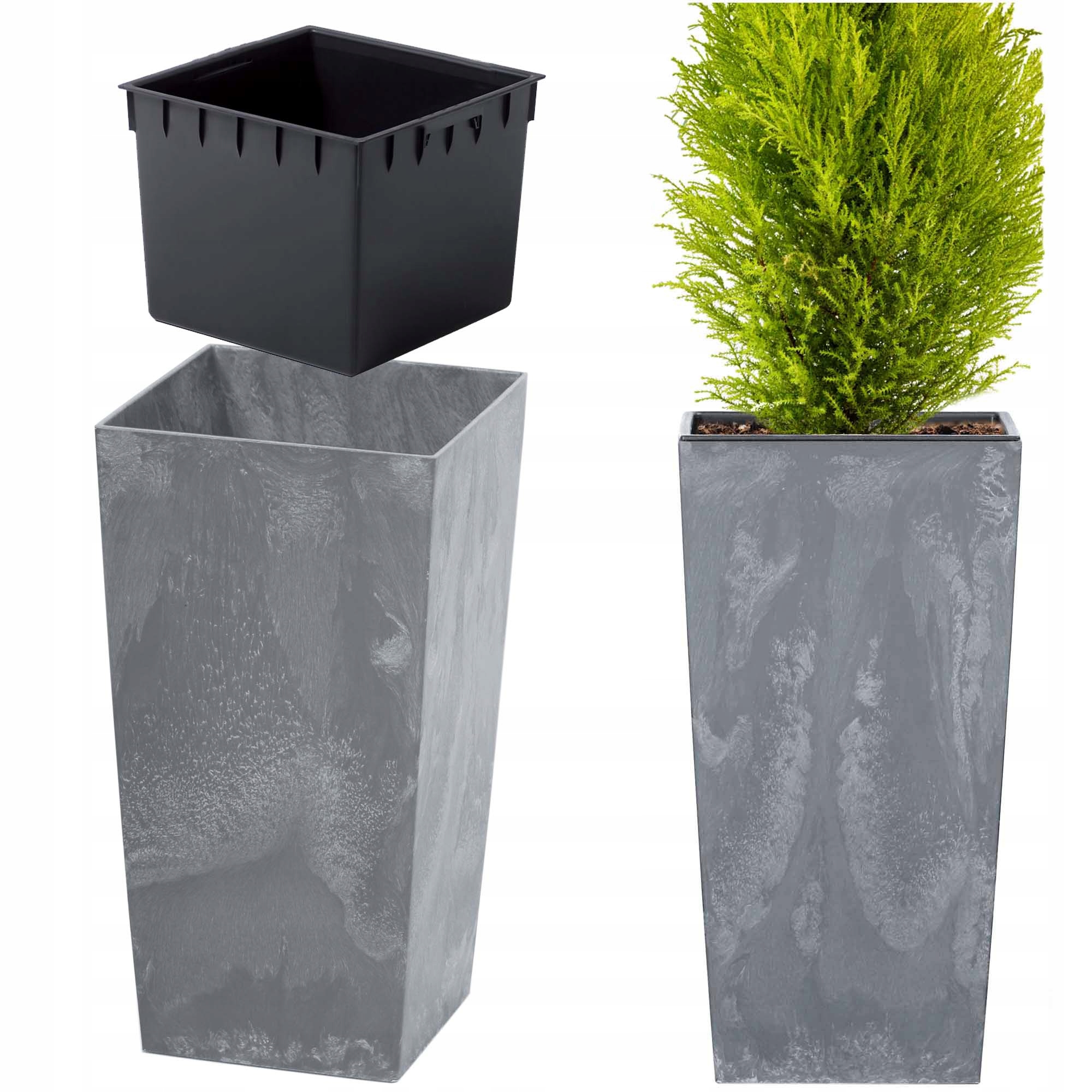 Kvetináč Prosperplast 23 cm x 23 x 45 cm priemer 24 cm plastový odtieň sivej a striebornej